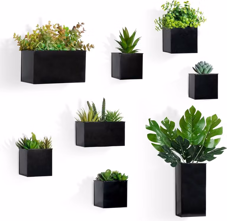 3 pezzi vasi di fiori appesi, vaso di fiori in metallo per la parete, luce appesa, vasi da parete per fiori, piante, decorazione della parete, decorazione del giardino
