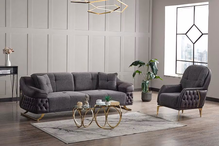 Wohnzimmer Sofagarnitur Dreisitzer Sessel Chesterfield Luxus Set 3 1 Sitzer