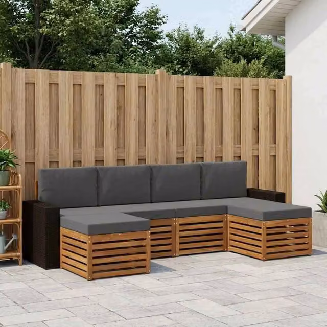 Set di divani da esterno 6 pz Naturale e Antracite 3384693