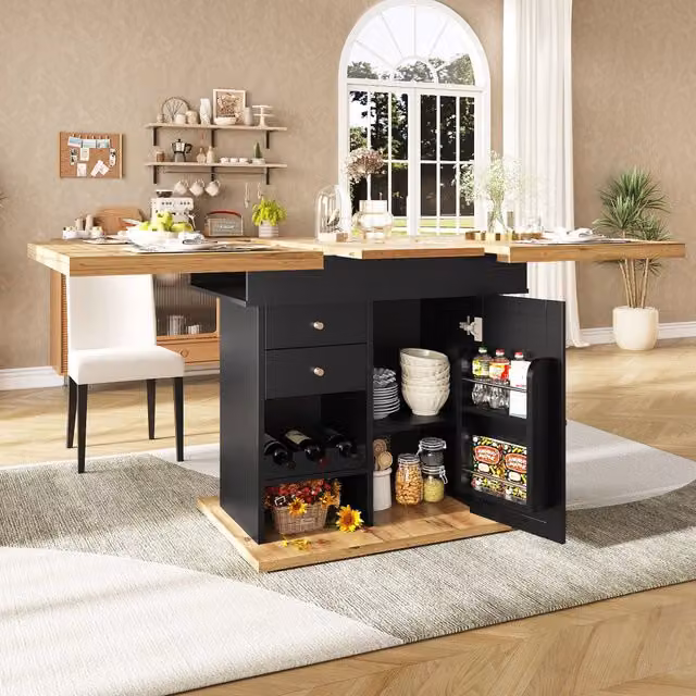 Tavolo da pranzo estensibile moderno REDOM rettangolare in MDF e metallo nero e marrone – 1
