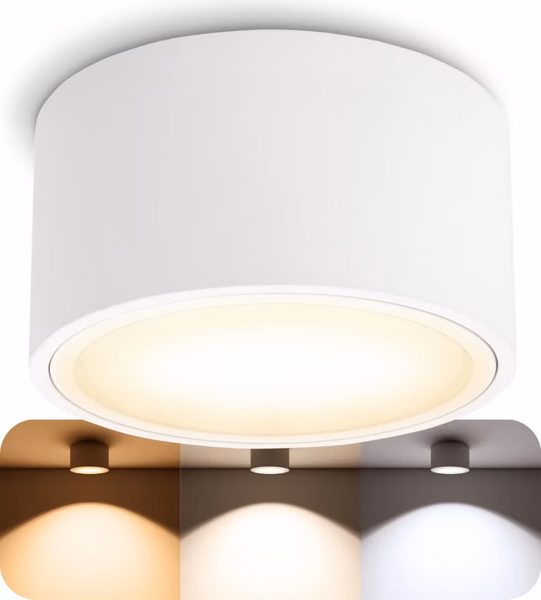 SSC-LUXon CELI-X LED faretto da superficie piatto rotondo bianco - con lampada LED GX53 LumiFLEX dimmerabile - faretto da superficie a soffitto colore della luce caldo/neutro/freddo
