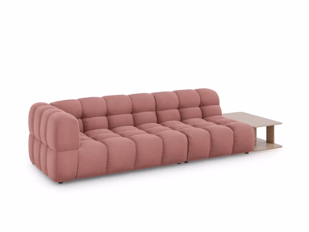 Divano modulare Sky Cosmopolitan Design a 4 posti con funzione letto, lato destro, in velluto rosa. L: 297 cm, P: 75 cm, H: 85 cm – 2