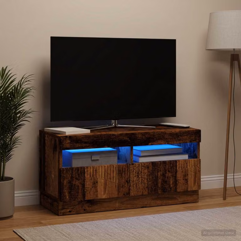 Mobile TV Stand vidaXL in legno antico e marrone con illuminazione LED e scomparti multimediali L/P/H: 81,0 x 35,0 x 40,0 cm