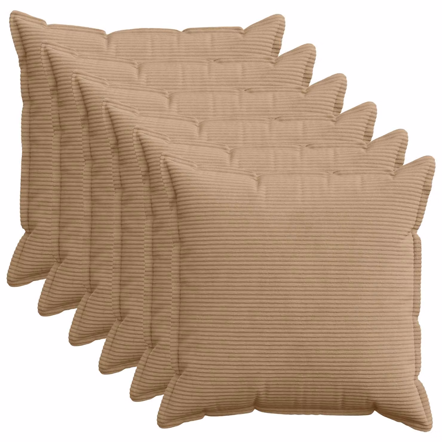 Set di 6 federe quadrate vidaXL HOUTEN in velluto a coste marrone, L 70 cm x P 70 cm