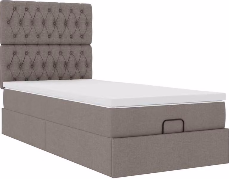 Struttura Letto Pouf con Materasso Tortora 90x190 cm in Tessuto