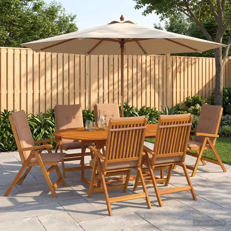 Set da pranzo da giardino vidaXL in legno di acacia naturale composto da 7 pezzi
