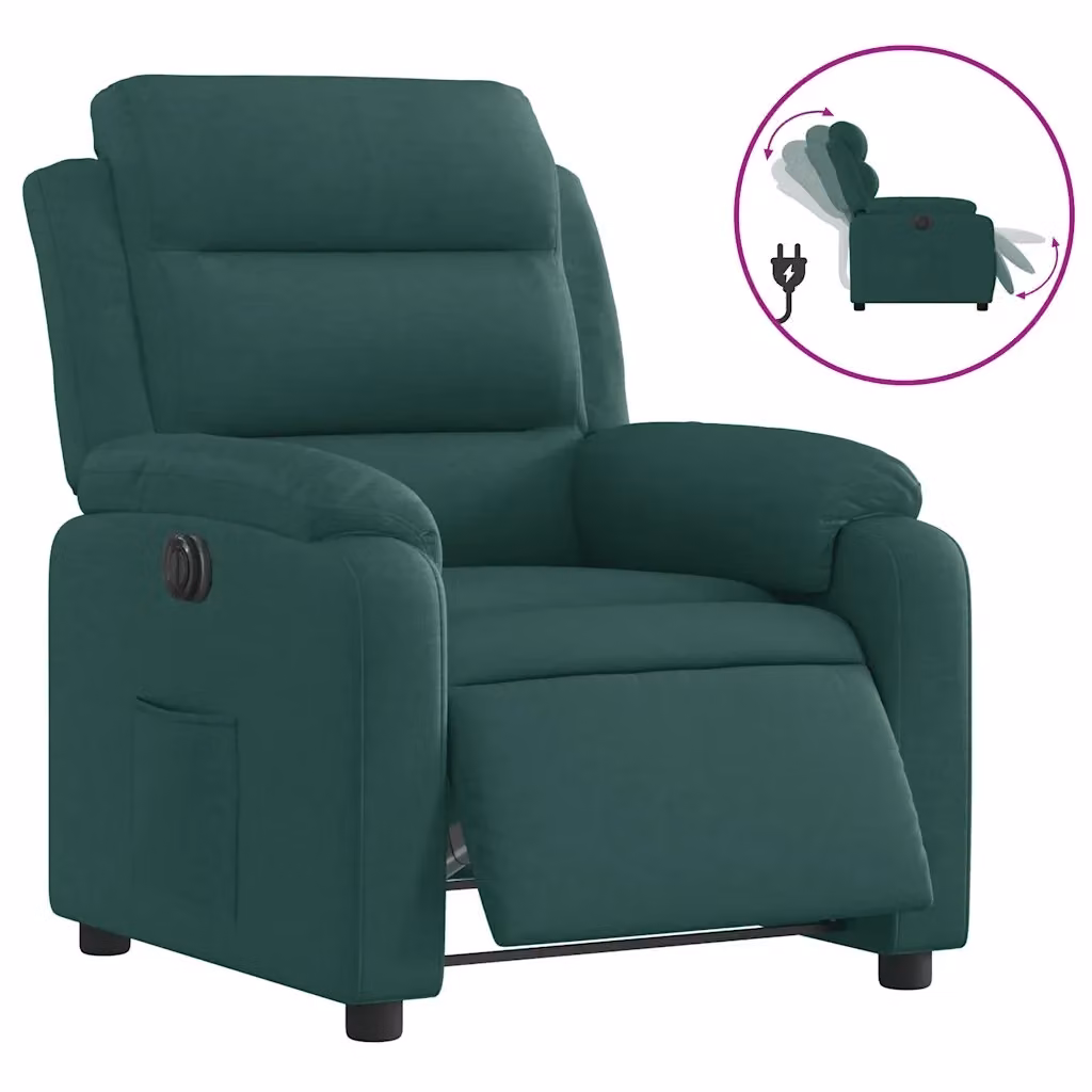 Poltrona Reclinabile Elettrica vidaXL in Tessuto Verde con Braccioli e Funzione Auto-Return – 2