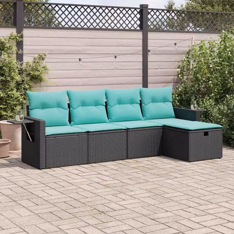 Maison Exclusive - Set Divani da Giardino 5 pz con Cuscini in Polyrattan Nero