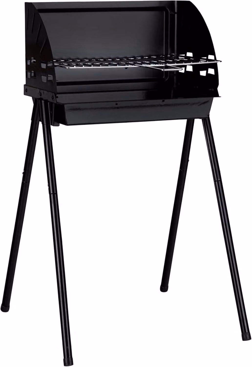 Griglia per barbecue a carbone, con paravento, regolabile in altezza, ideale per campeggio, dimensioni 46 x 46 x 73,5 cm
