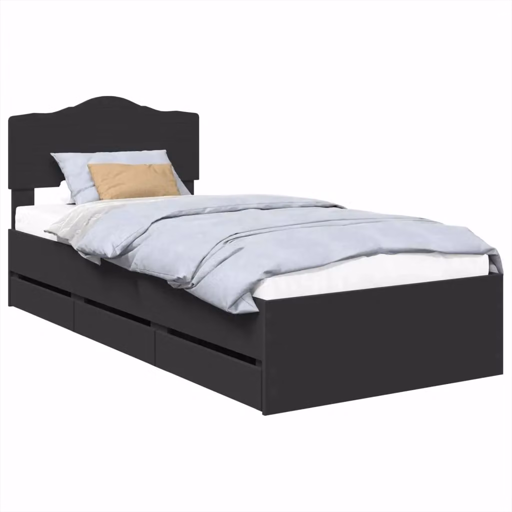 Struttura letto moderno con cassetti vidaXL in legno ingegnerizzato nero L 196 x P 90 x H 78 cm – 2