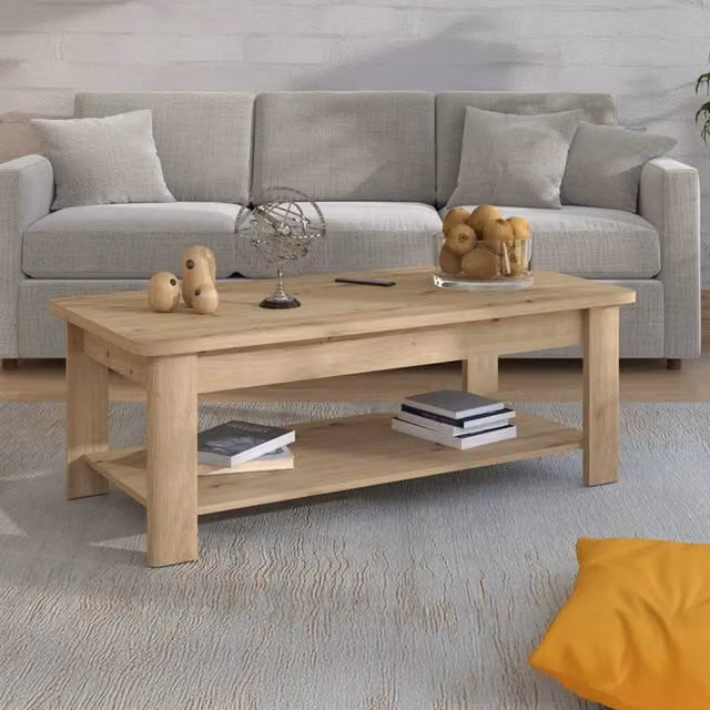 Tavolino da salotto Pella DMORA in legno marrone rovere nodi, L: 126 cm, P: 60 cm, H: 45 cm