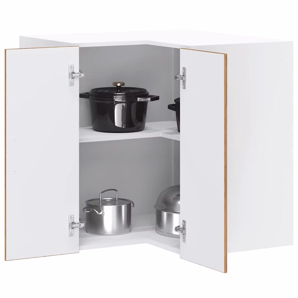 Pensile da cucina ad angolo moderno vidaXL in MDF e composito, colori marrone e bianco, L: 60 cm, H: 57 cm, P: 57 cm