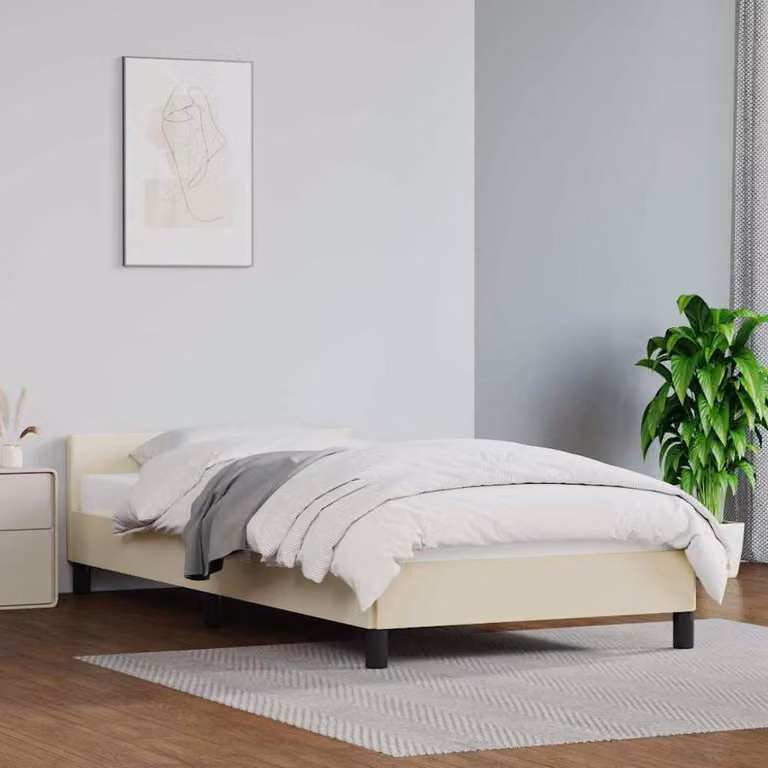vidaXL Giroletto con Testiera Imbottito Beige L/P/H: 90 x 190 cm