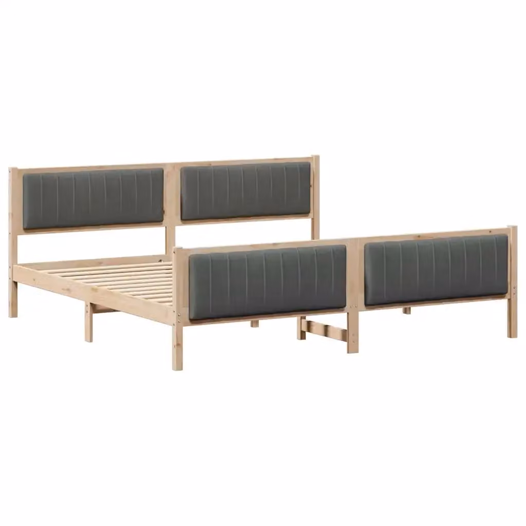 Struttura del letto imbottita vidaXL in legno di pino, marrone e grigio scuro, L/P/H: 200 x 200 x 85,5 cm – 2