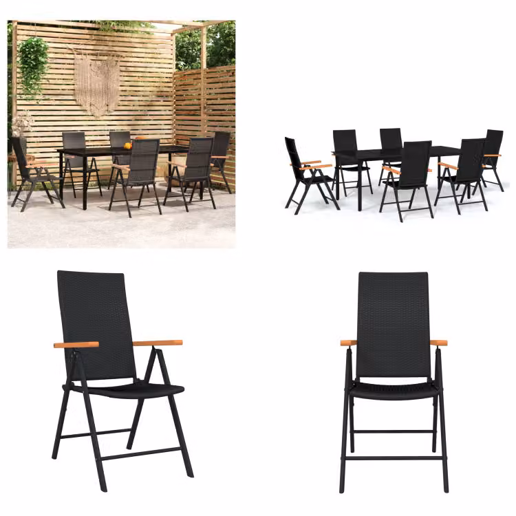 vidaXL Set da pranzo da giardino 7 pezzi nero - Set da pranzo da giardino - Set da pranzo da giardino - Set da pranzo - Set da salotto