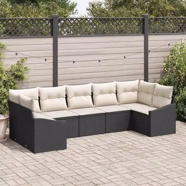 Set di divani 7 pz Nero polyrattan 3346867
