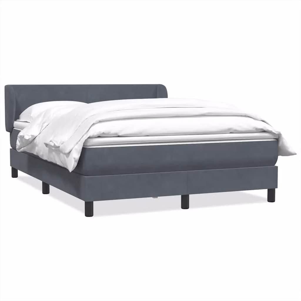 Letto Ibrido vidaXL con Giroletto a Molle e Materasso in Velluto Grigio e Bianco L: 163 cm, P: 213 cm