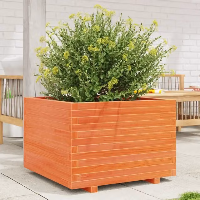 Fioriera da giardino e balcone vidaXL in legno di pino massello marrone cera L/P/H: 70 x 70 x 49,5 cm