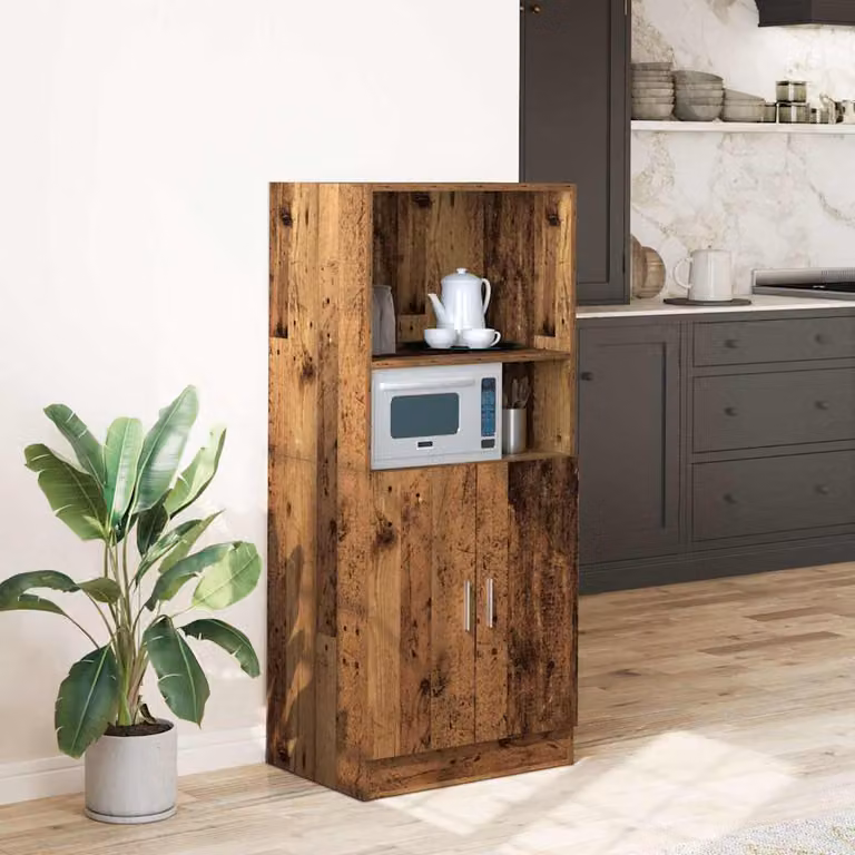 Armadietto da cucina vidaXL in legno antico marrone con ante a battente e ripiani interni L: 57 cm, P: 41,5 cm, H: 131,5 cm