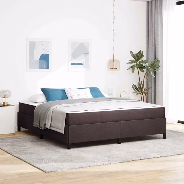 Letto a molle moderno vidaXL in tessuto marrone con struttura in legno, L/P/H: 180 x 200 x 200,5 cm – 1