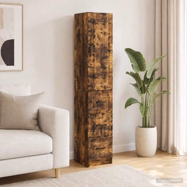 Set di 2 armadi moderni vidaXL in legno e metallo marrone opaco L/P/H: 33 x 34,5 x 87 cm – 1