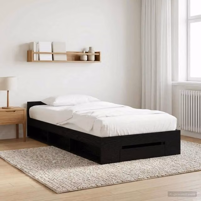 Telaio letto con contenitore vidaXL in legno nero L 80 x P 200 cm H 45 cm
