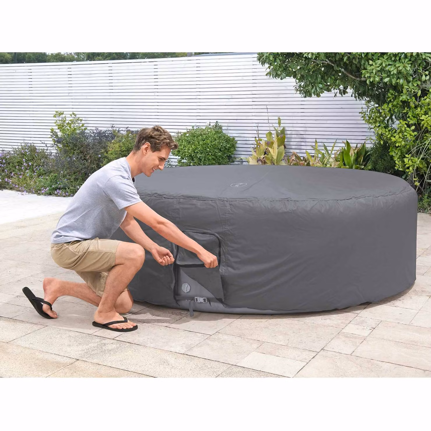 Copertura termica Bestway in PVC e POM grigia per piscina rotonda diametro 236 cm