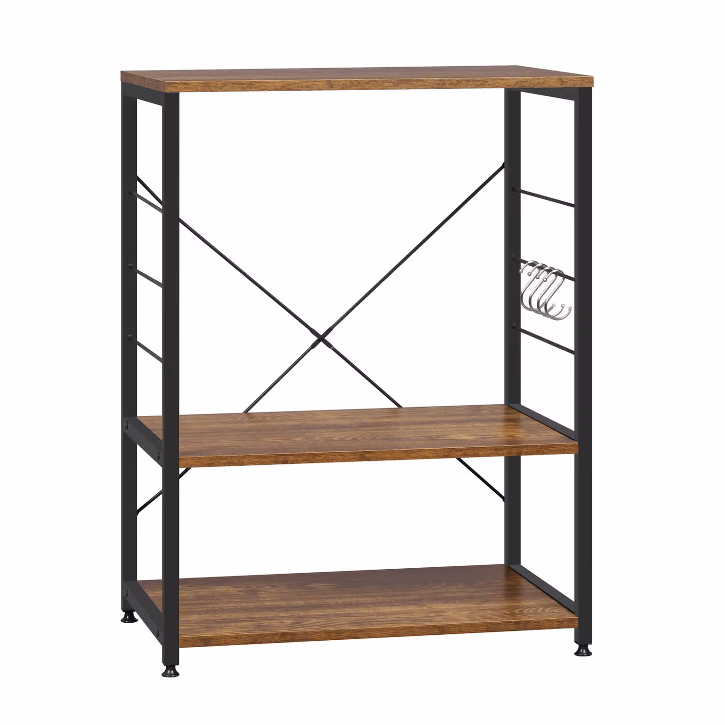 WOLTU Scaffale da cucina Scaffale in piedi Porta microonde Scaffale da panettiere Scaffale in metallo in legno e acciaio, con 3 ripiani, circa 60 x 40 x 82 cm, marrone vintage