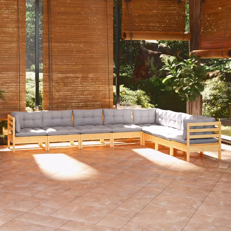 Maison Exclusive - Set Divani da Giardino 8 pz con Cuscini Grigi Massello di Pino