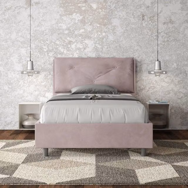 Letto imbottito Ityhome in microfibra con rete, colore glicine, L: 145 cm, P: 222 cm, H: 110 cm – 1