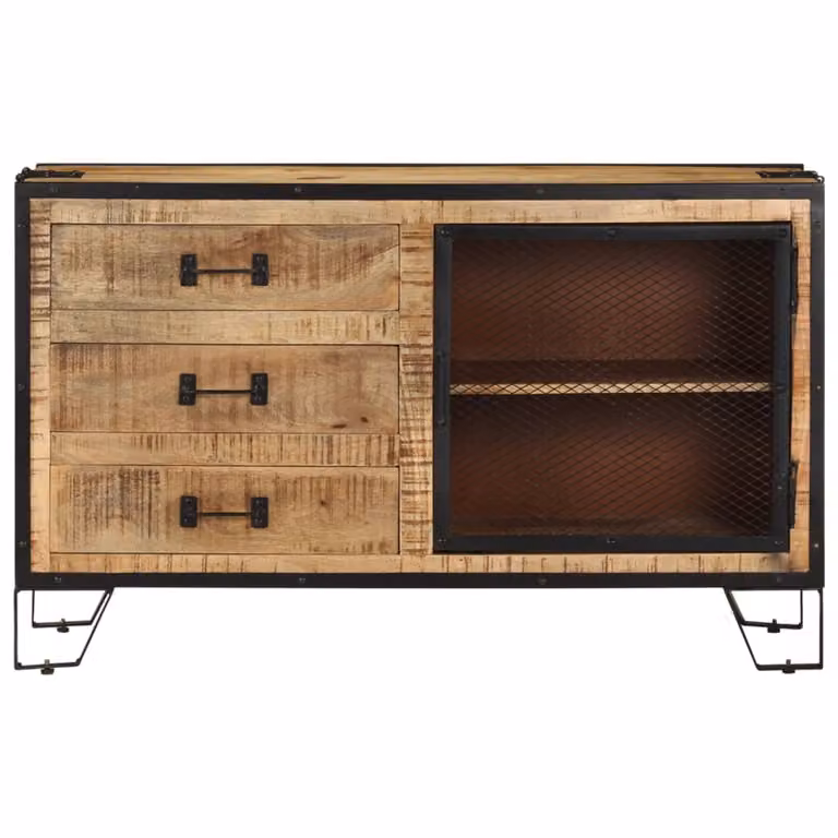 vidaXL Credenza 100×31×60 cm Legno massiccio di mango grezzo