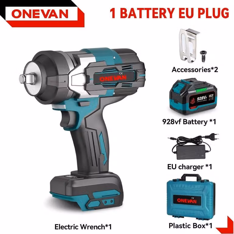 Avvitatore a impatto a batteria - Avvitatore a impatto da 18 V - Motore brushless - 1 batteria 928VF - 2800 W - 8500 colpi/min - 4,2 kg - Argento