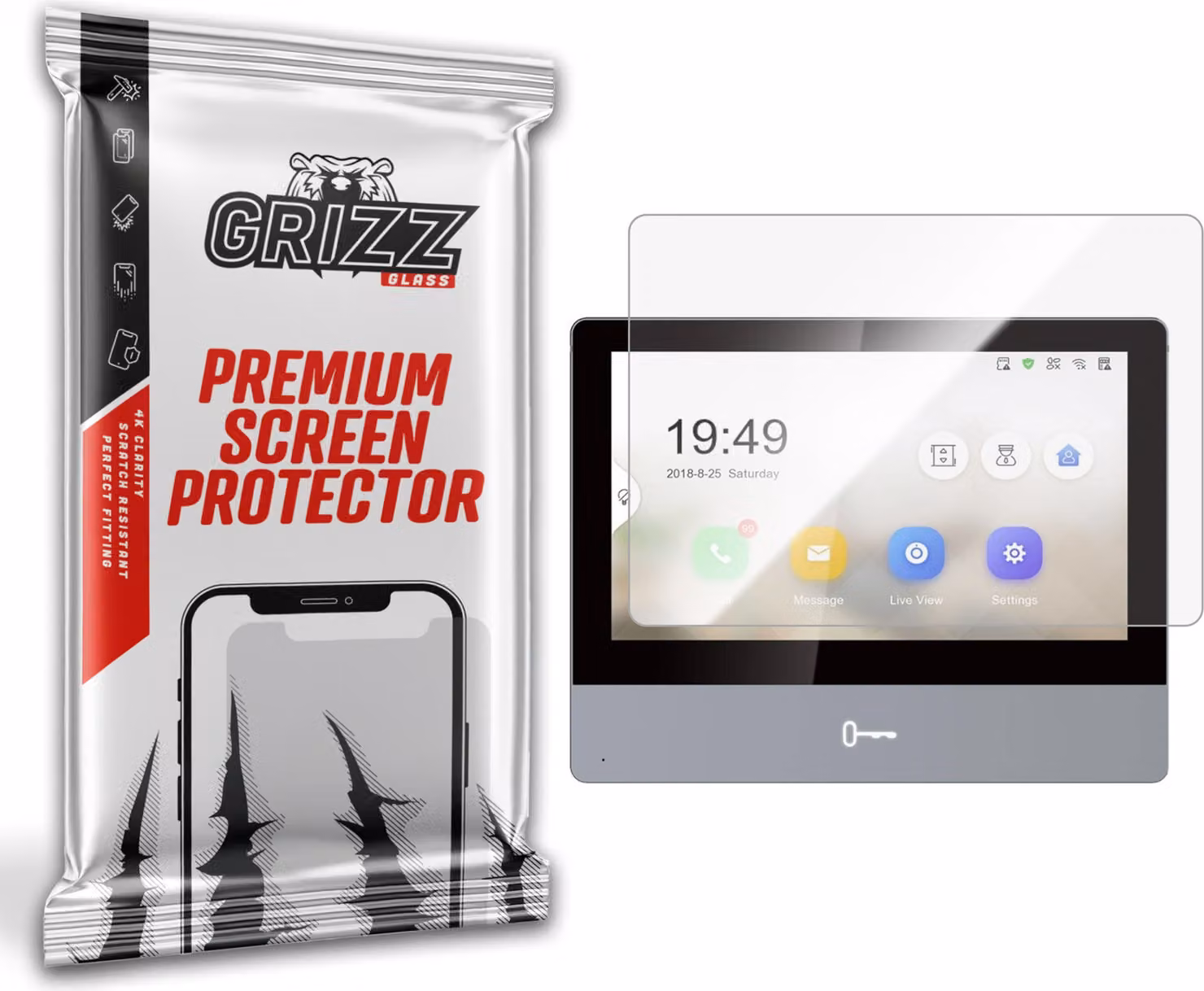 Pellicola Vetroceramica GrizzGlass CeramicFilm per videocitofono HIKVISION DS-KIS703-P/KIT-D2-PL703 da 7"