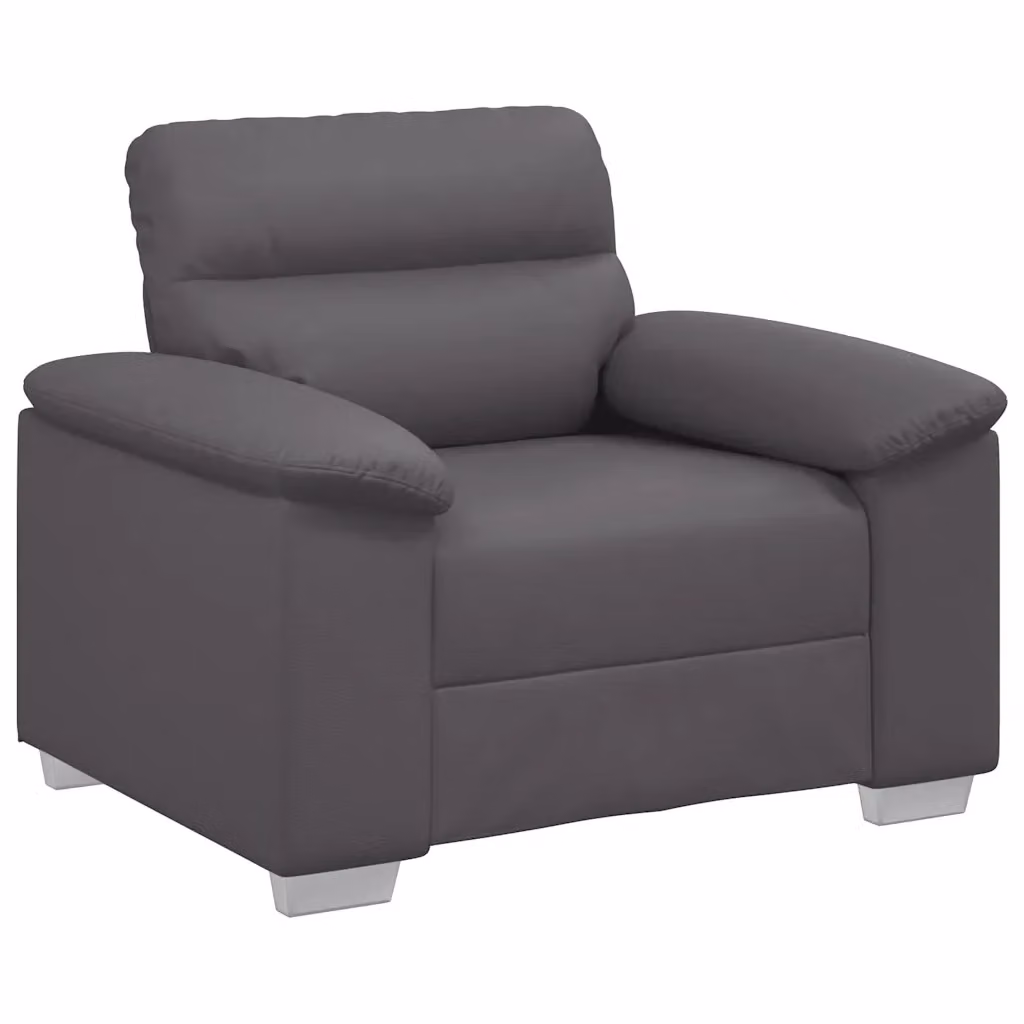 Poltrona Lounge moderna vidaXL in similpelle grigia con braccioli, L: 100 cm, P: 81 cm, H: 84 cm – 2