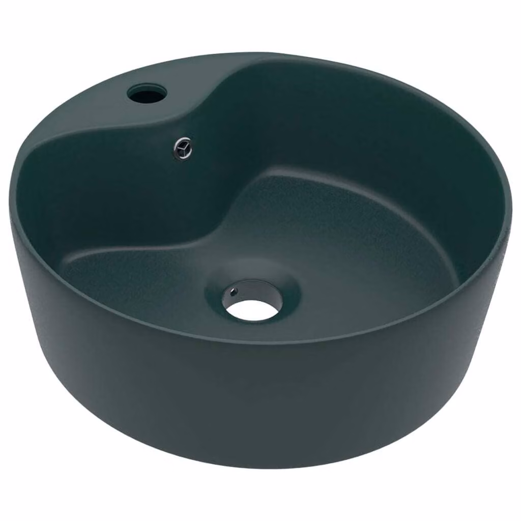 Lavandino con Troppopieno Verde Scuro Opaco 36x13cm in Vetroceramica