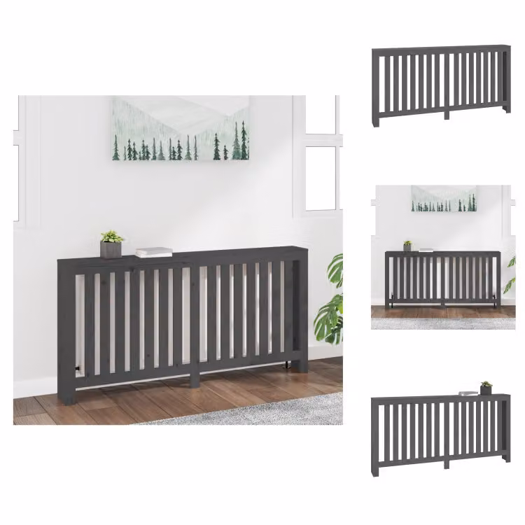 vidaXL Copriradiatore grigio 169x19x84 cm in legno di pino massiccio - Accessori per radiatori