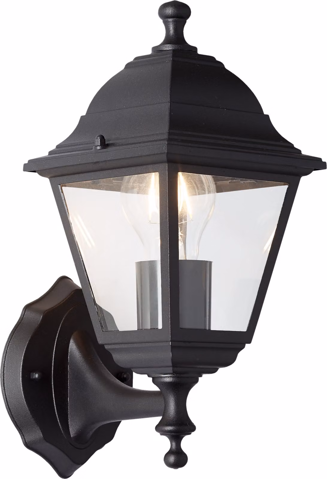 BRILLANTE applique da esterno nera Nissie | stile casa di campagna | dimmerabile con una fonte luminosa adeguata | 1x presa E27 max. 60 watt | IP44 | metallo/vetro
