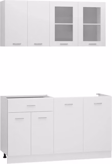 Set Pensile da cucina | Armadi da Cucina 4 pz Lyon Bianco in Truciolato