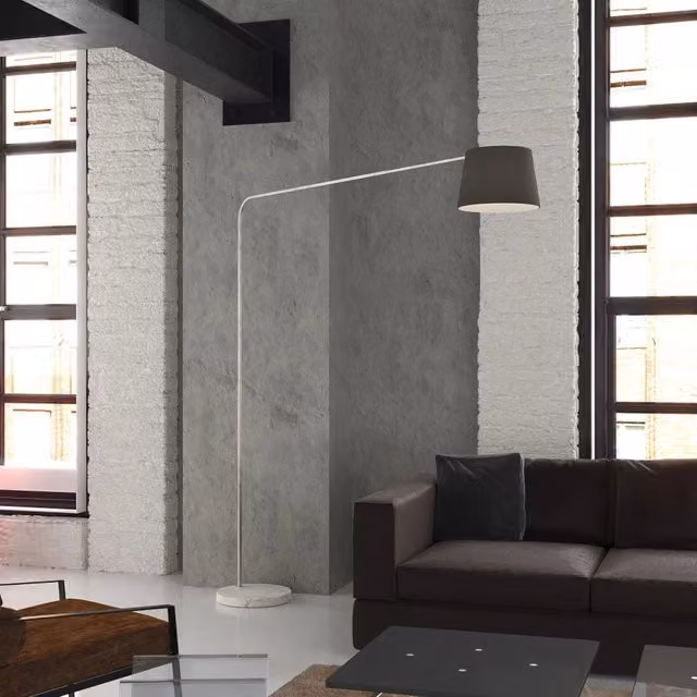 Piantana Contemporanea Corner Marmo Basso Bianco Diffusore Nero 1 Luce E27