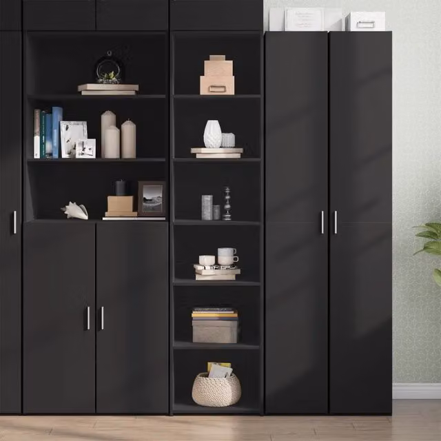 Credenza moderna nera vidaXL in legno MDF da appendere al muro L: 45 cm, P: 41 cm, H: 185 cm