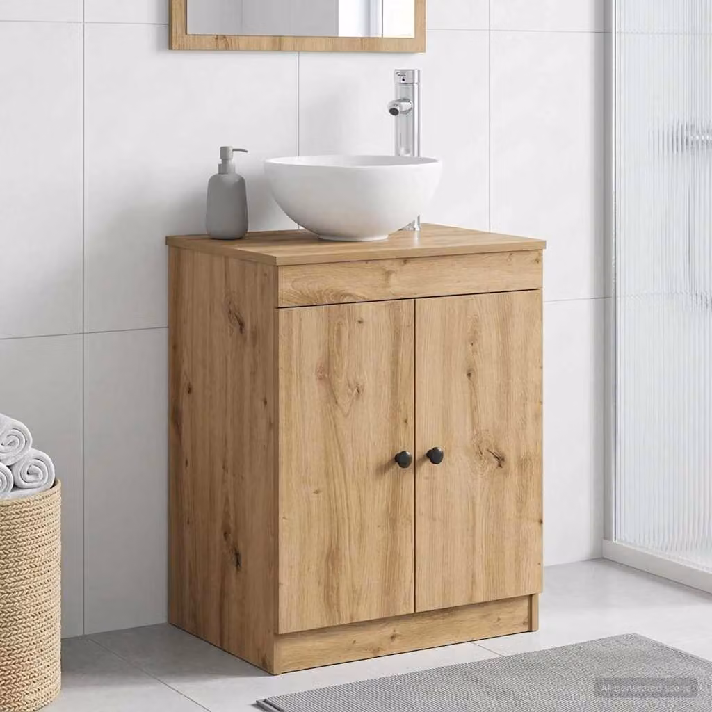 Mobile da bagno vidaXL moderno in legno marrone con ante a battente e ripiani interni L/P/H: 54 x 41 x 70 cm