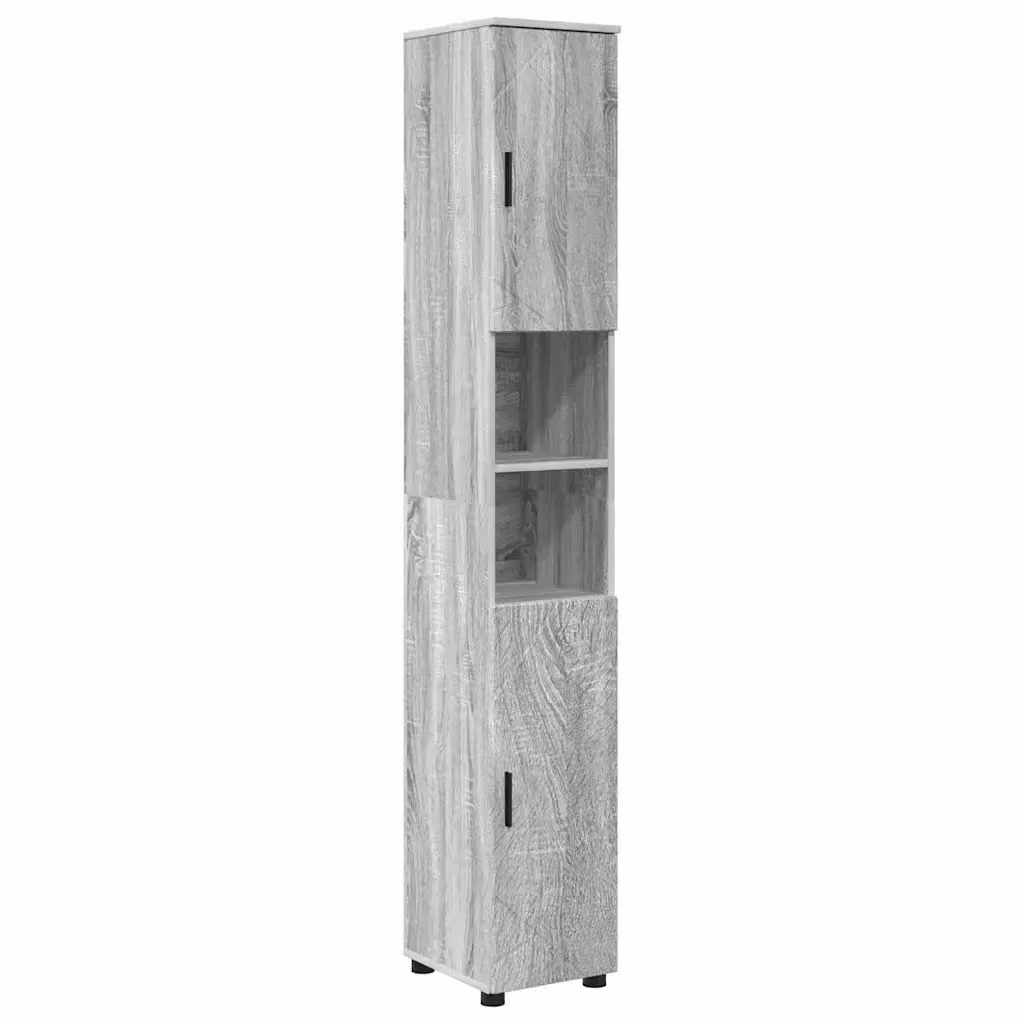 Mobile da bagno sospeso vidaXL con ante a battente e ripiani interni, Grigio, L: 30 cm, P: 35 cm, H: 192 cm – 2