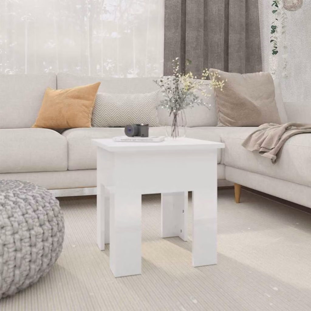 vidaXL Tavolino da Salotto Moderno Bianco Lucido L/P/H: 40 x 40 x 42 cm