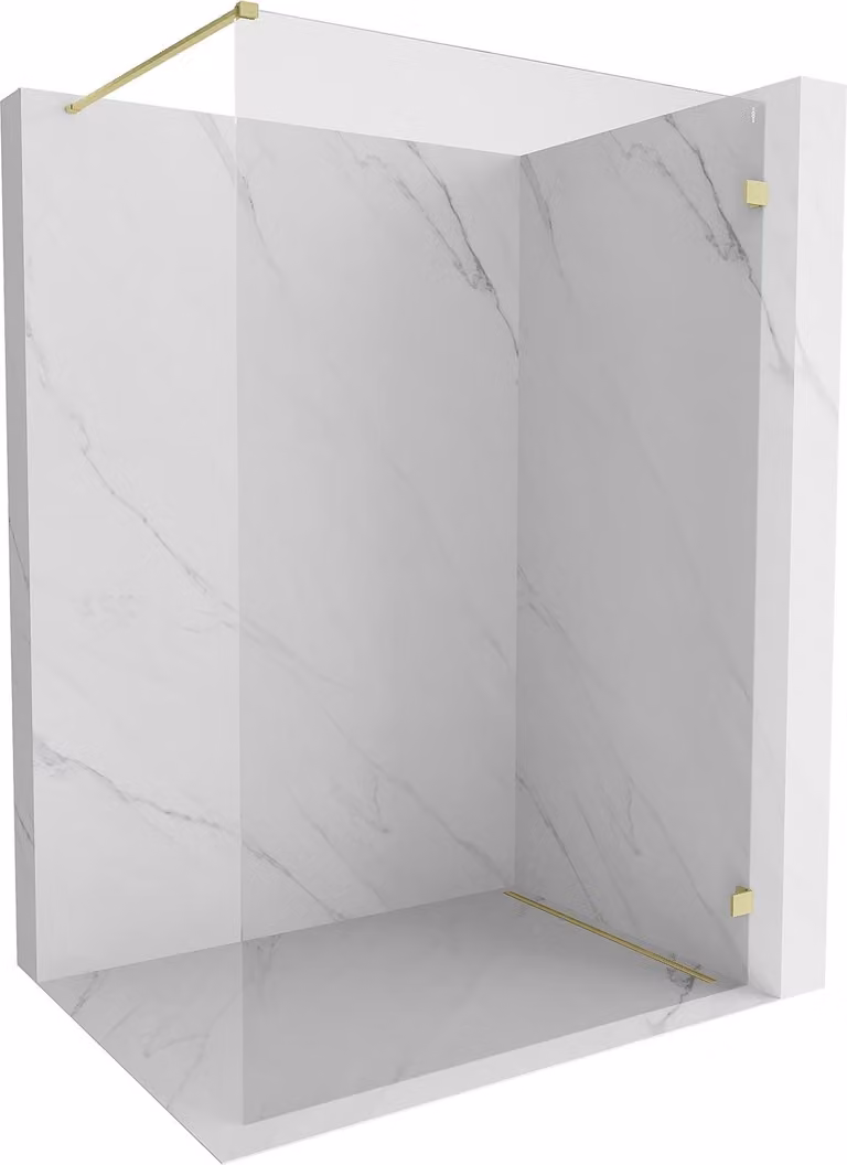 Mexen Lunar parete doccia Walk-in destra 140 x 200 cm, trasparente 8 mm, oro spazzolato - 830-140-000-55-00-P