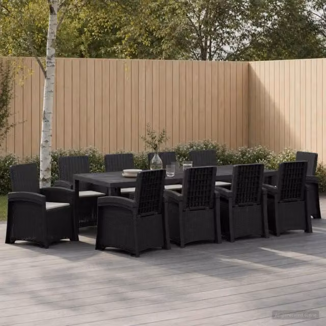 Set da pranzo da giardino vidaXL in rattan sintetico da 11 pezzi, colori antracite e grigio – 1