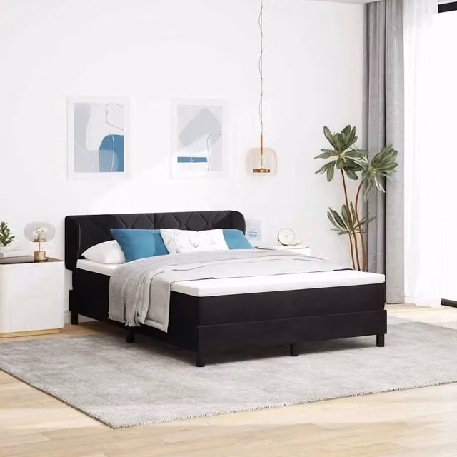 Letto a molle moderno vidaXL con testiera in velluto nero L/P: 160 x 200 cm – 1
