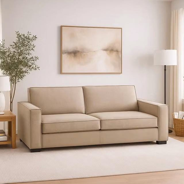 Divano a 2 posti Arki TALAMO ITALIA, modello moderno in tessuto beige con coperture rimovibili, L: 180 cm, P: 95 cm, H: 90 cm