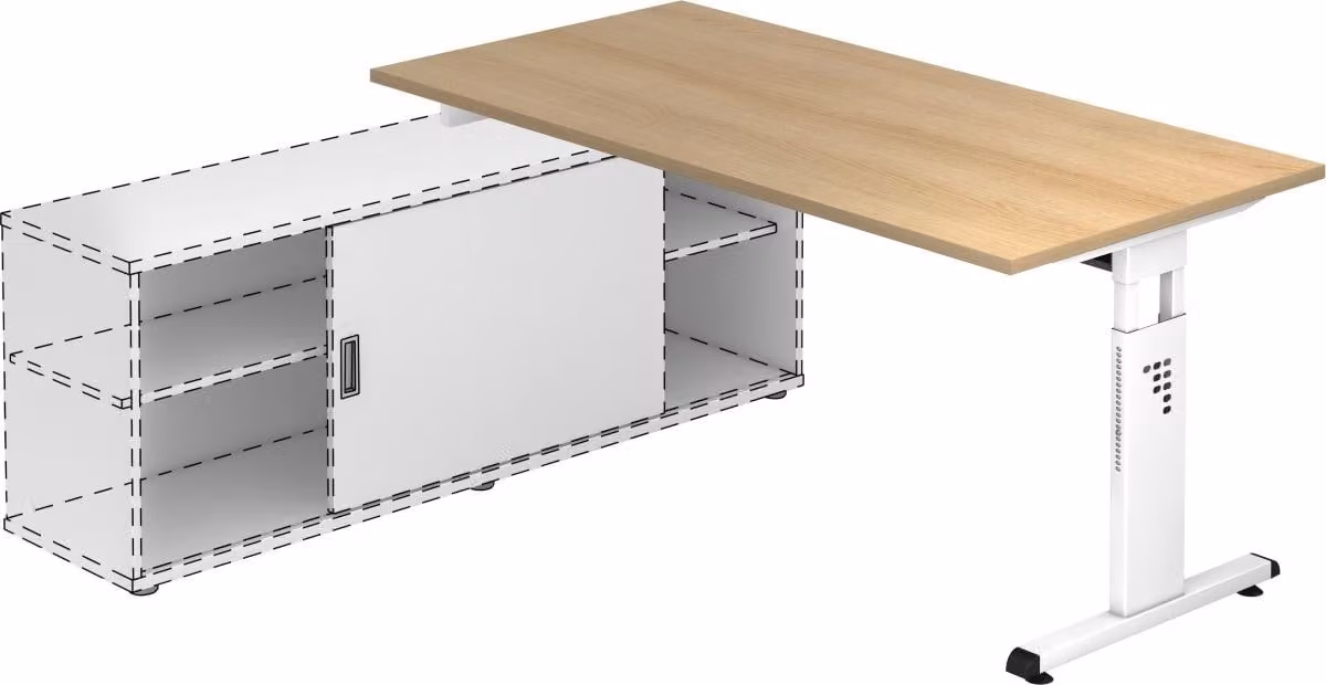Scrivania da appoggio con base a T 160x80 cm rovere/bianco