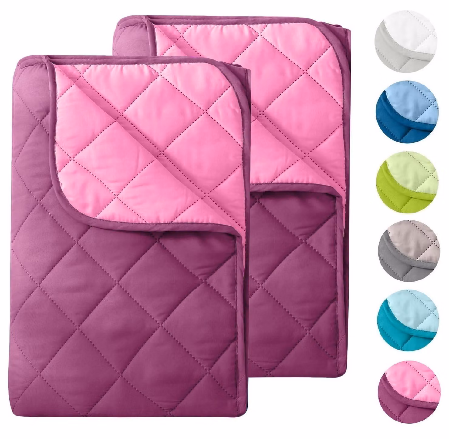 Coperta estiva in microfibra, 135x200 cm, reversibile, color lilla e rosa