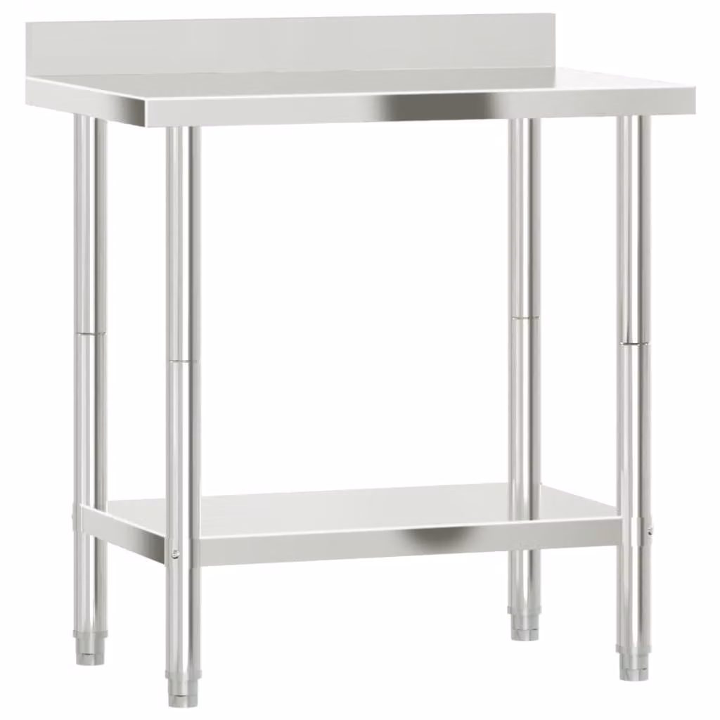 Tavolo Lavoro Cucina con Paraschizzi 82,5x55x93cm Acciaio Inox
